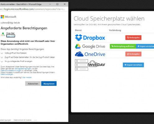 Screenshot zum Thema Digi-Bel-Datencloudsynchronisation