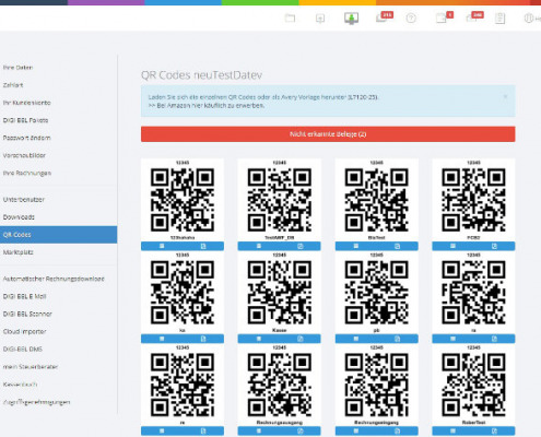 Screenshot zum Thema Digi-Bel-Belegvorbereitung mit QR-Codes