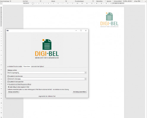 Screenshot zum Thema Digi-Bel-Virtueller Drucker